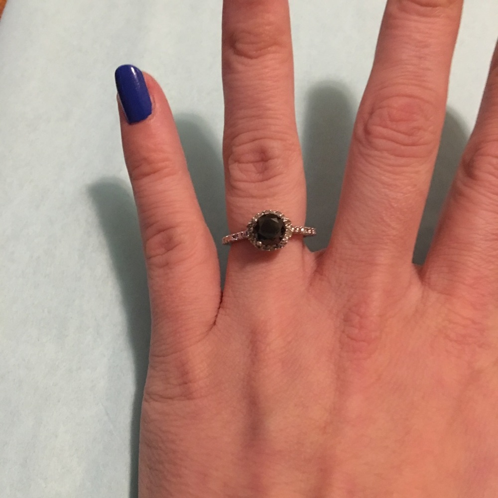 Black moissanite genuine diamond ring